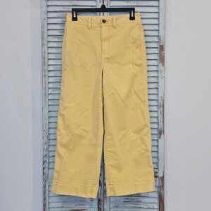 GAP HIGH RISE WIDE LEG CROP PANTS 4 Petite Yellow Stretch Fall Fashion Chino